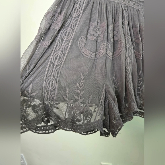 Wishlist Boho Embroidered Lace Overlay Coquette Fairycore Romper, Small - Picture 3 of 4